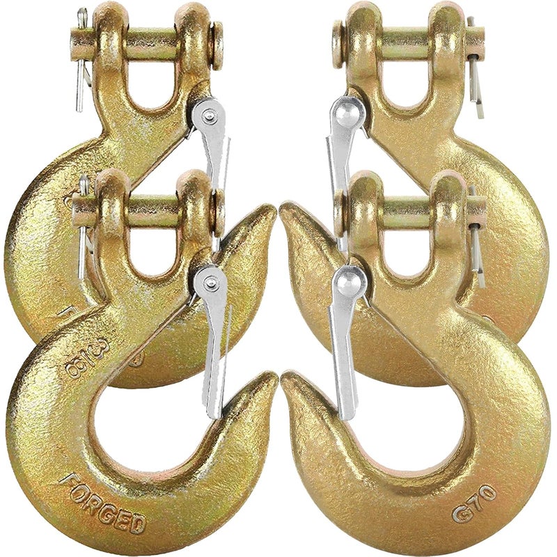 APOCHON 4 Pack 3/8 Inch Chain Hooks, Grade 70 Forged Steel Heavy Duty Clevis Slip Hook with Safety Latch,Safety Trailer Safety Chain Hook for G70 3/8" Transport Chain, 18000lbs Capacity - Image 1